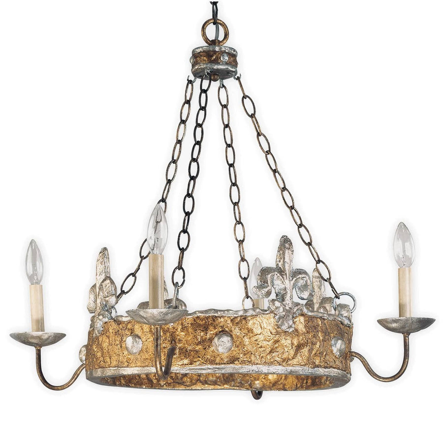 Flambeau Crown 4 Light Gold Silver Candle Chandelier