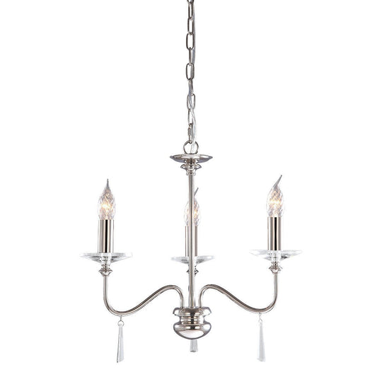 Elstead Finsbury Park 3 Light Polished Nickel Chandelier FP3 POL NICKEL