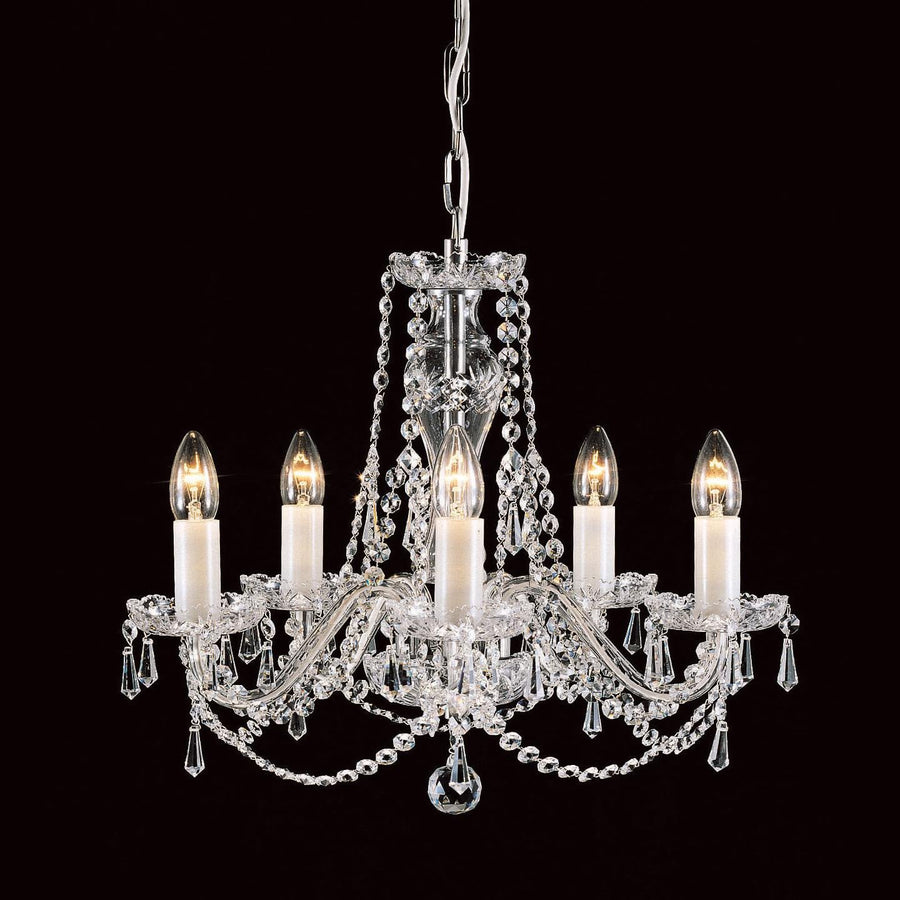 Impex Babice 5 Light Chrome Crystal Candle Chandelier CB125294/05
