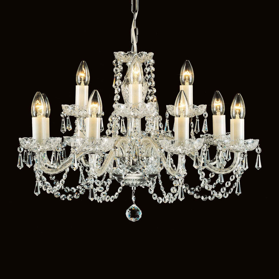 Impex Babice 8 Light Chrome Crystal Candle Chandelier CB125294/08
