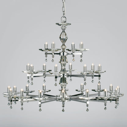 Impex Capri 28 Light Nickel Optical Glass Chandelier STH04054/28/N