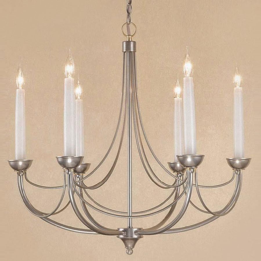 Impex Cirrus 6 Light Silver Natural Candle Chandelier