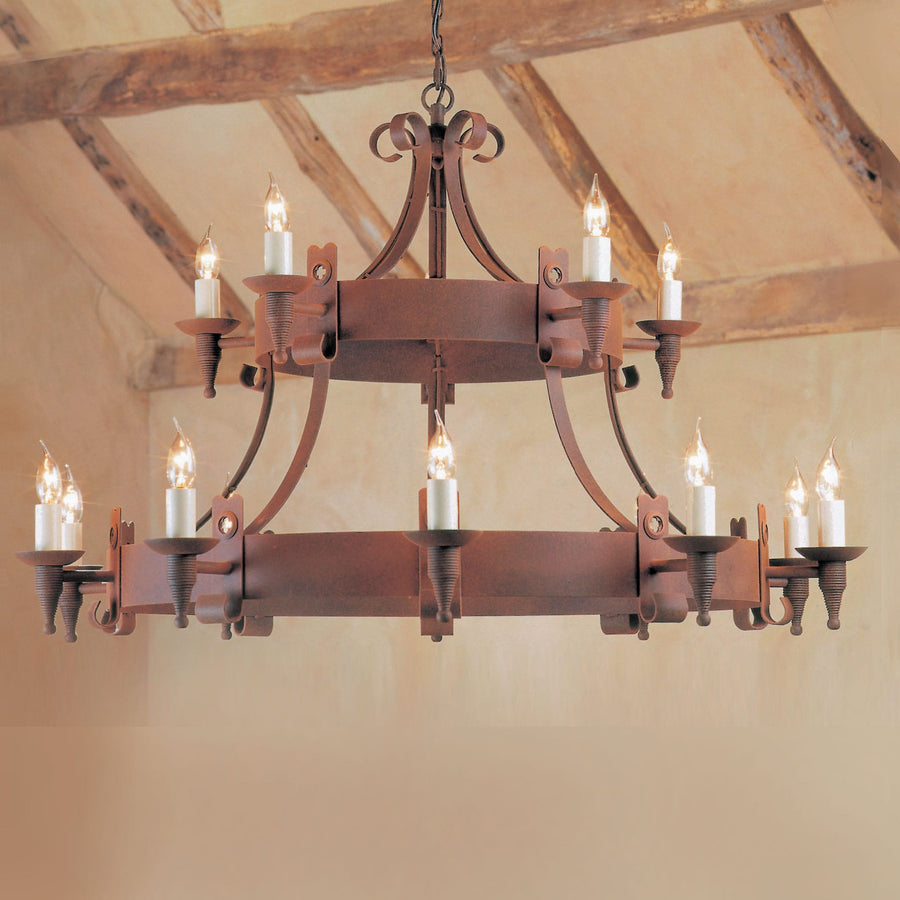 Impex Cromwell 15 Light Aged Metal Candle Chandelier