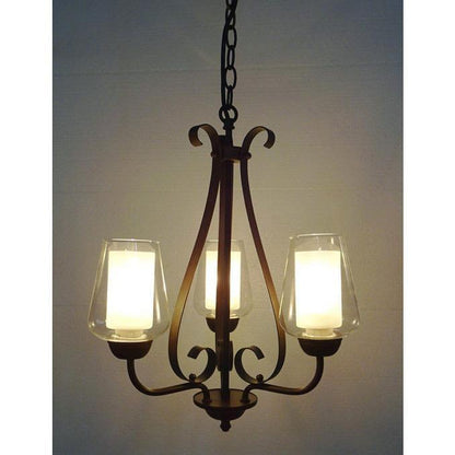 Impex Devan 3 Light Dark Bronze Glass Shade Chandelier Night PG412172/03/DBRZ