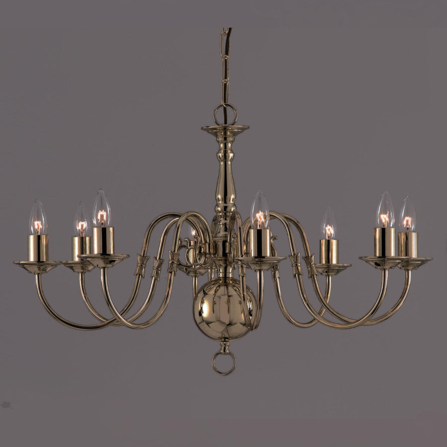 Impex Flemish 8 Light Candle Antique Brass Chandelier BF00350/08/AB