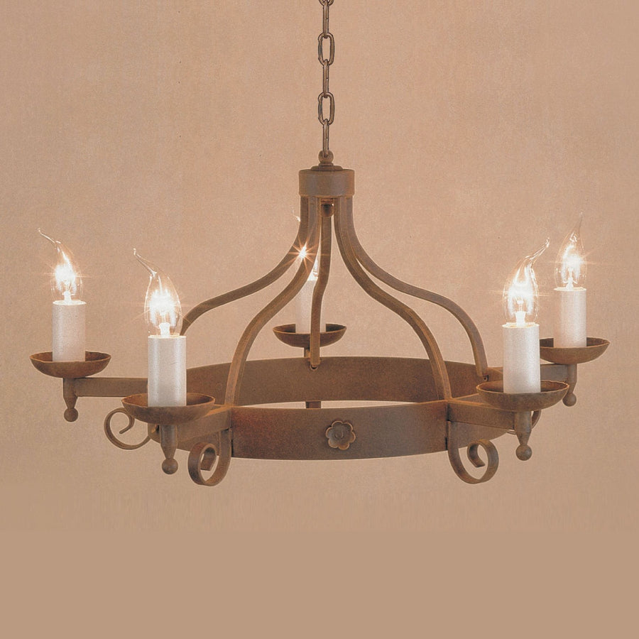 Impex Forge 5 Light Aged Rustic Metal Candle Chandelier SMRR01995/A