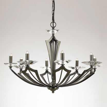 Impex Genoa 8 Light Art Deco Gunmetal Candle Chandelier STH912141/08/GM