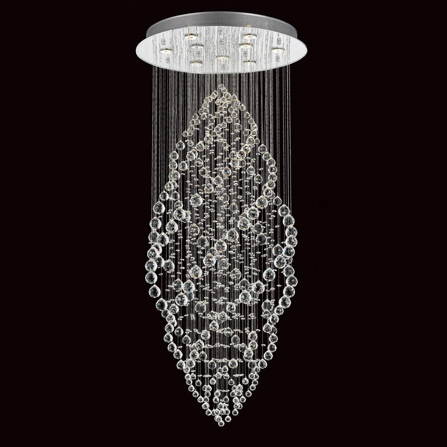 Impex Madrid 9 Light LED Chrome Crystal Bead Chandelier CF110281/09/CH