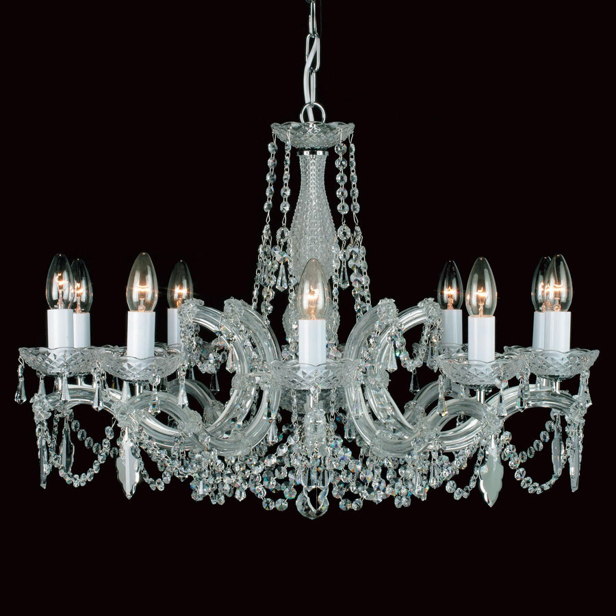 Impex Marie Therese 10 Light Chrome Crystal Chandelier