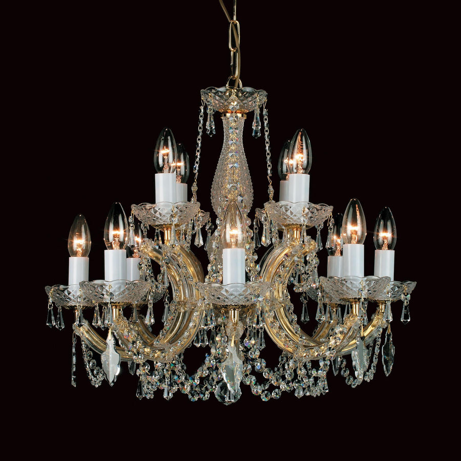 Impex Marie Therese 12 Light Gold Crystal Chandelier CP00150/8+4/G