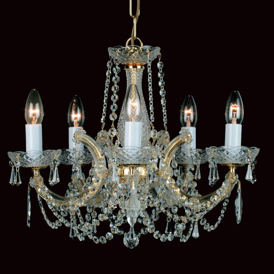 Impex Marie Therese 5 Light Gold Crystal Chandelier