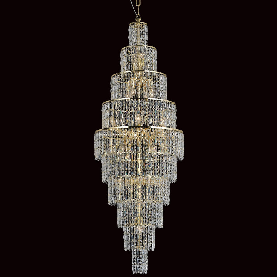 Impex New York 24 Light Gold Icicle Crystal Chandelier