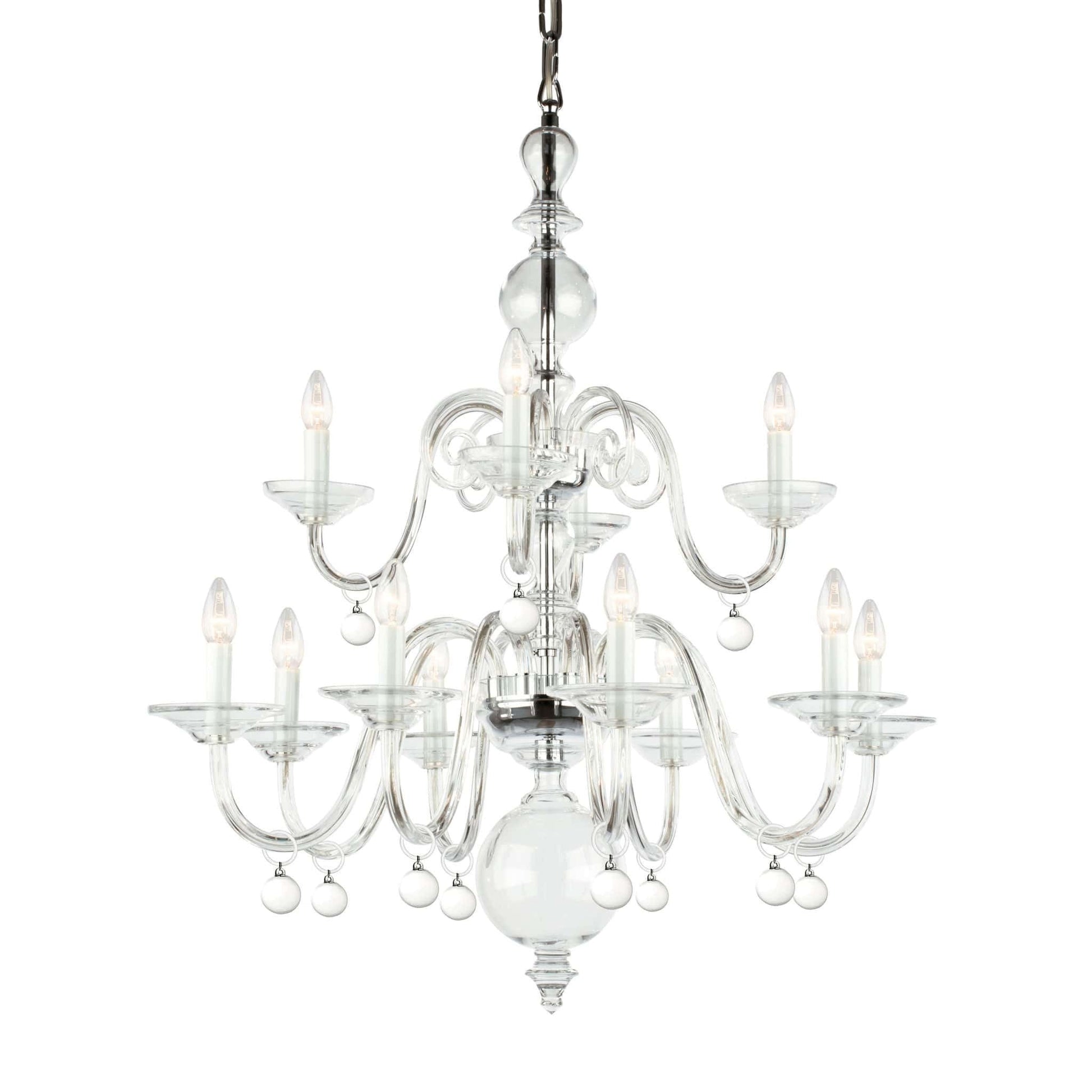 Impex Padova 12 Light Clear Glass Chrome Chandelier CB301161/8+4/CH