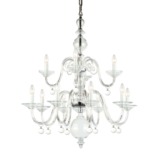 Impex Padova 12 Light Clear Glass Chrome Chandelier CB301161/8+4/CH