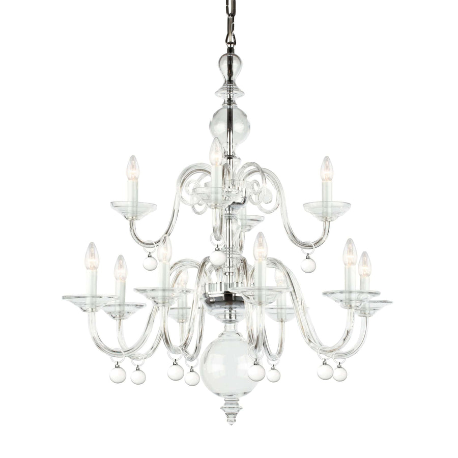 Impex Padova 12 Light Clear Glass Chrome Chandelier