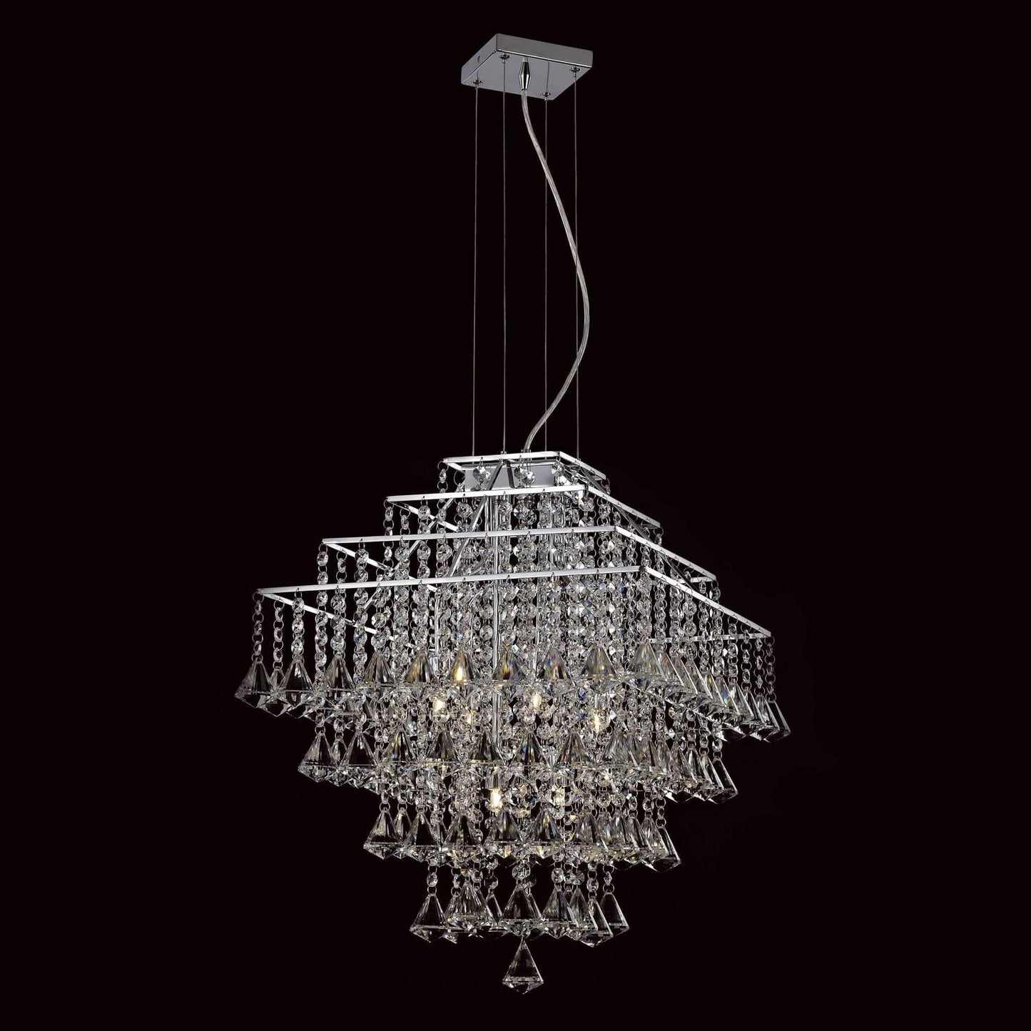 Impex Parma Square 6 Light Chrome Crystal Chandelier CFH301171/06/CH