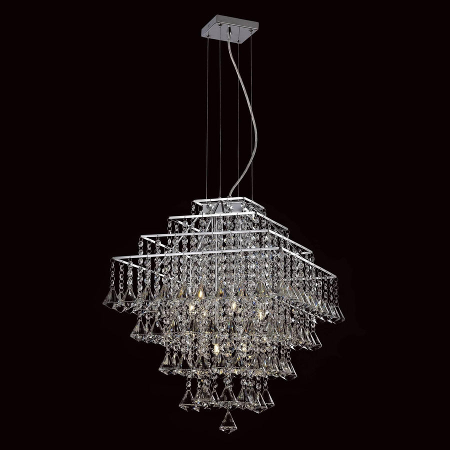 Impex Parma Square 6 Light Chrome Crystal Chandelier