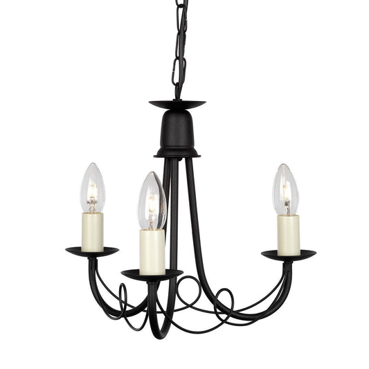 Elstead Minster 3 Light Black Chandelier MN3 BLACK