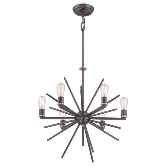 Quoizel Carnegie 6 Light Bronze Industrial Chandelier QZ/CARNEGIE6