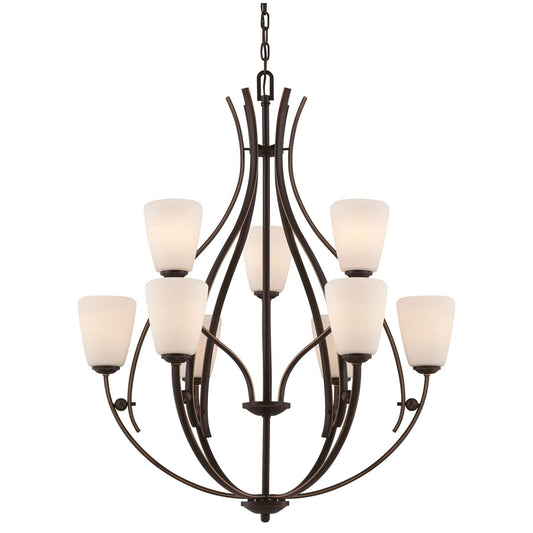 Quoizel Chantilly 9 Light Bronze Opal Glass Chandelier QZ/CHANTILLY9