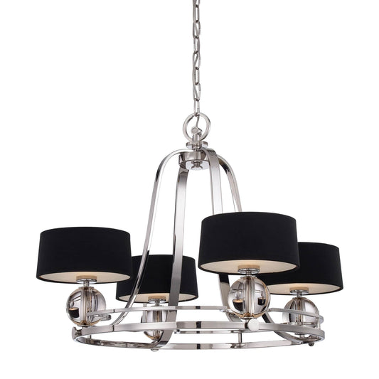 Quoizel Gotham 4 Light Silver Black Shade Chandelier QZ/GOTHAM4