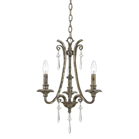 Quoizel Kendra 3 Light Mottled Silver Candle Chandelier QZ/KENDRA3