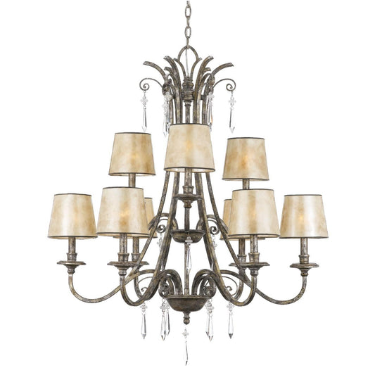 Quoizel Kendra 9 Light Mottled Silver Shade Chandelier QZ/KENDRA9