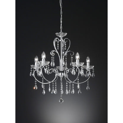Wofi Arizona 5 Light Chrome Glass Crystal Chandelier Drop 5225.05.01.0000