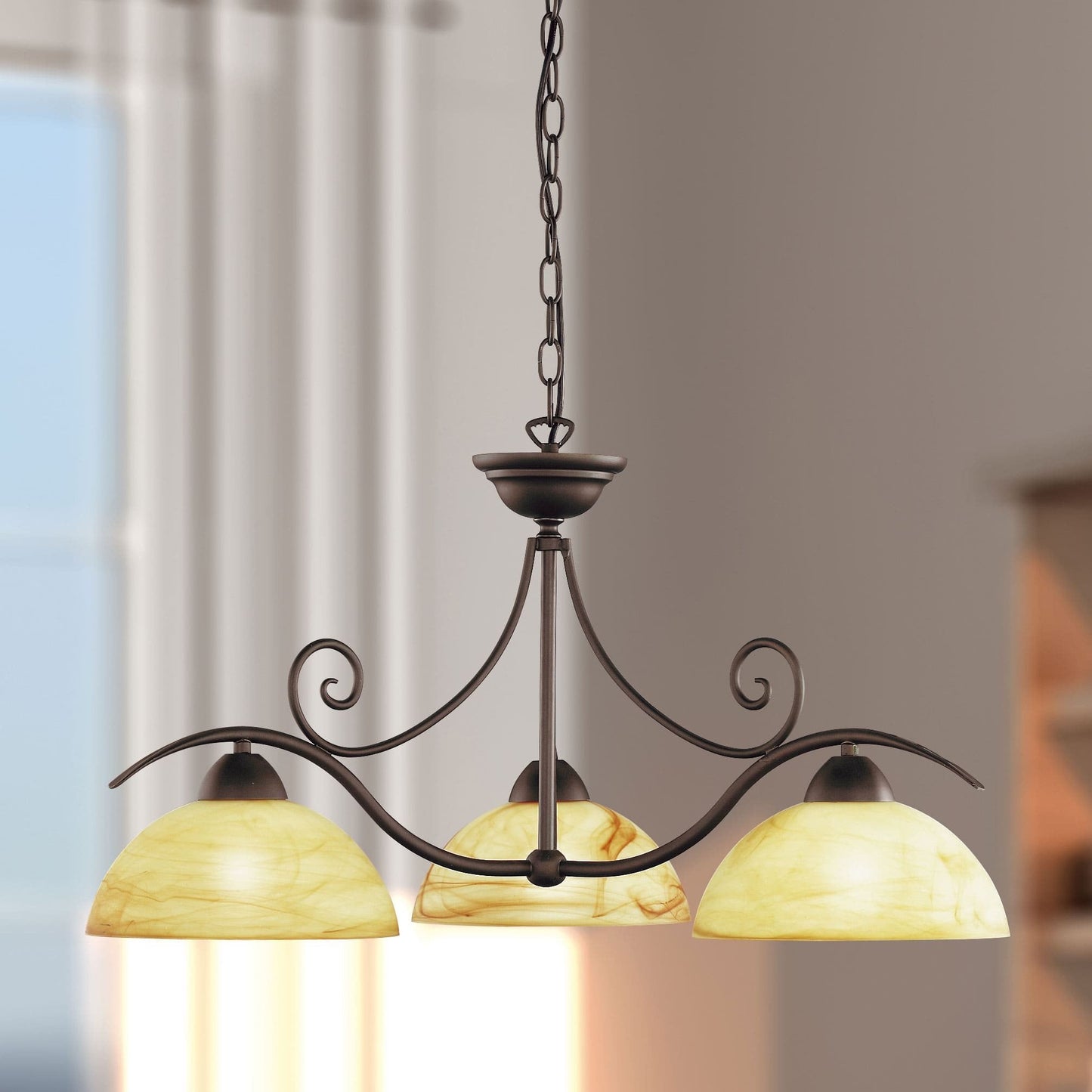 Wofi Lacchino 3 Light Brown Cream Terracotta Chandelier Living Room 5128.03.09.0000